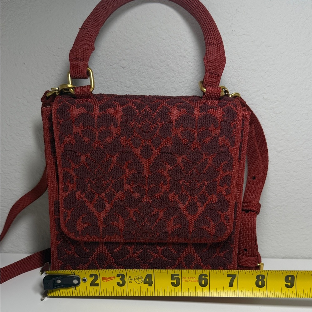 ANTONIO MELANI Red Patterned Top-Handle Satchel - Picture 2 of 9